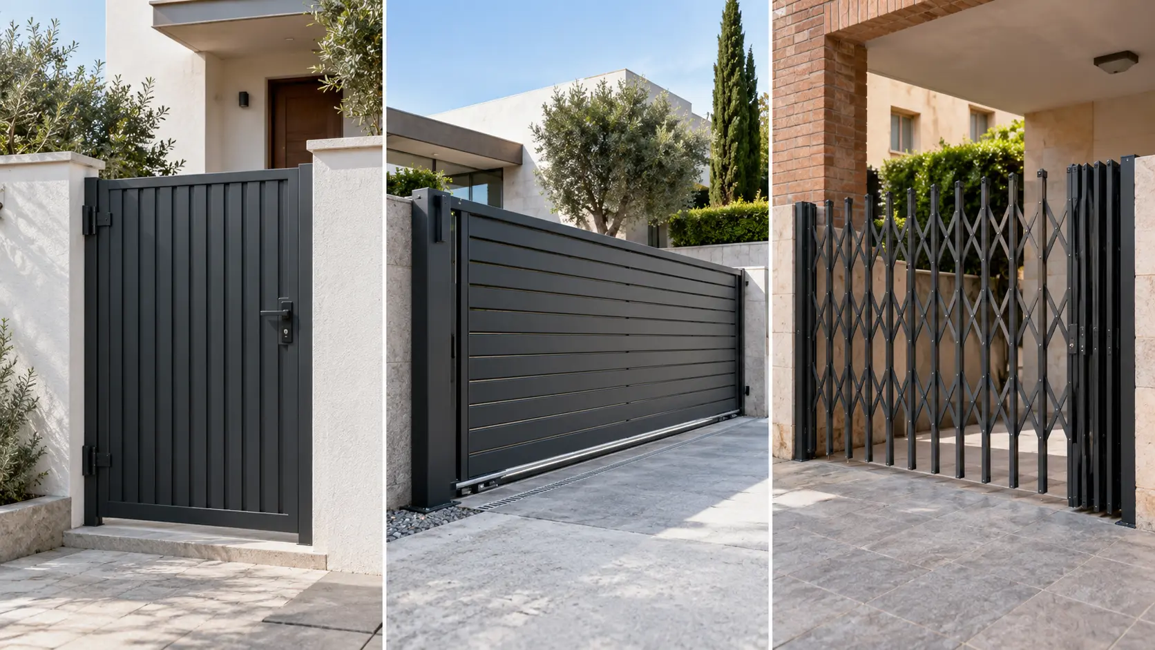 Verjas de seguridad abatible, corredera y plegable para puertas
